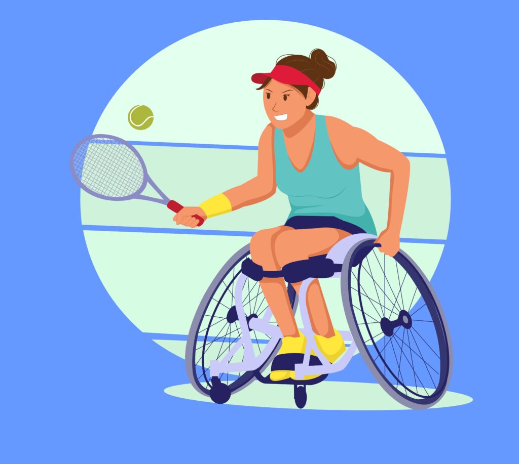 Ilustração de paratleta jogando tenis